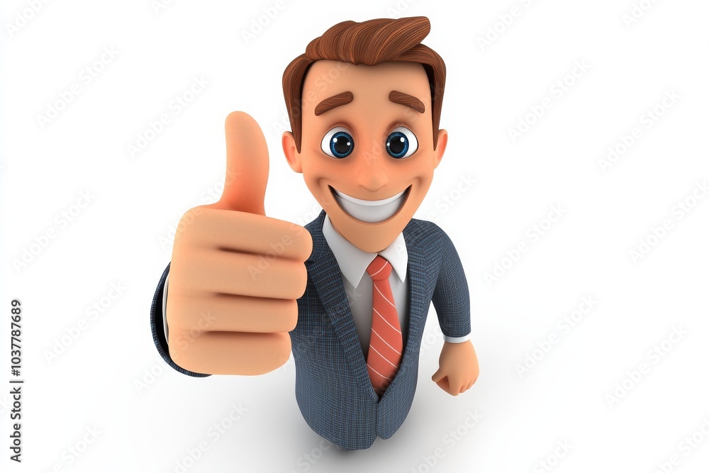 A cartoon man with a thumbs up gesture and a red tie A cartoon man with a thumbs up gesture and a red tie