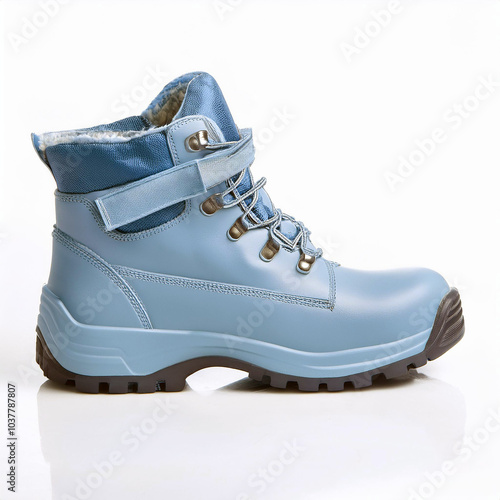 Adorable baby blue boots, perfect for winter adventures! Cozy fur lining, sturdy sole, and a stylish design.  Keep little feet warm and fashionable all season long! photo