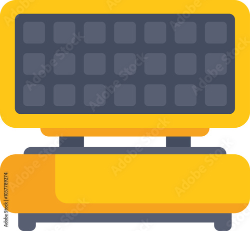 This illustration features a yellow waffle iron, ready to make delicious breakfast waffles