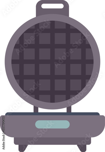 Round waffle iron making crispy delicious waffles for breakfast