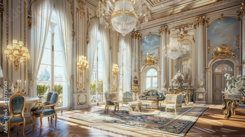 Elegant Grand Room with French Interior Design