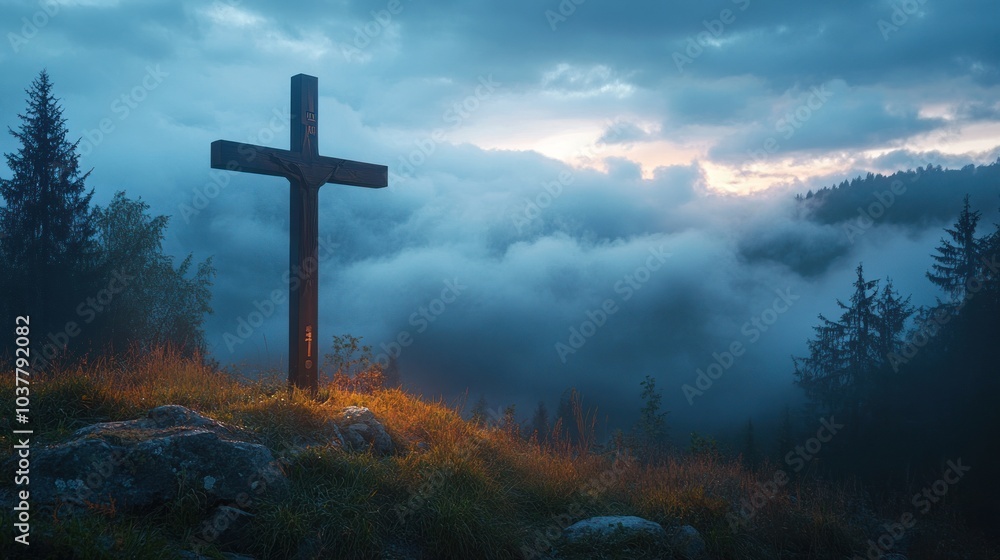 Obraz premium Cross on the Mountaintop