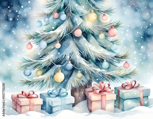 Christmas' Day with gift box and Santa Claus, for Christmas' Day and Happy New Year Day.