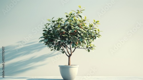 Minimalist Black Sapote Tree in 3D Environment