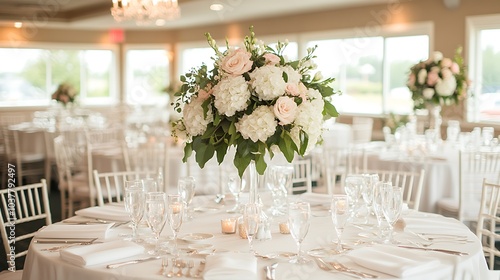 Elegant Indoor Wedding Reception with Floral Decor