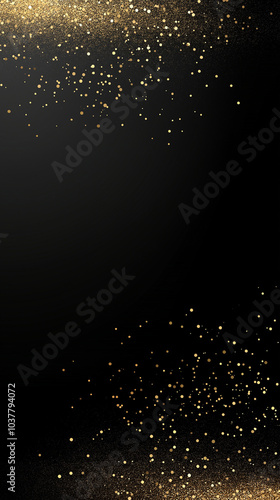 Glittering gold on a black background, blurred light effects, sparkling, bokeh effect,  a luxurious and glamorous style.  AI generation.