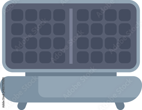 This waffle iron is ready to make two square belgian waffles for a delicious breakfast