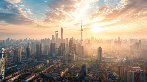 Sunrise Over Shanghai Skyline photo