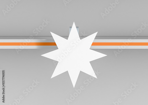 Wobbler for promoting product promotions. Star shape. Point of Sale Shelf. 3D rendering illustration photo