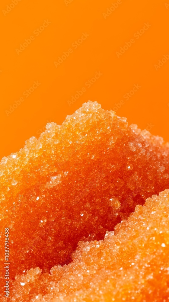 A vibrant orange and turmeric body scrub with bright orange sugar crystals infused with turmeric powder, set against a bold fuchsia background. A vibrant orange and turmeric body scrub with bright orange sugar crystals infused with turmeric powder, set against a bold fuchsia background.