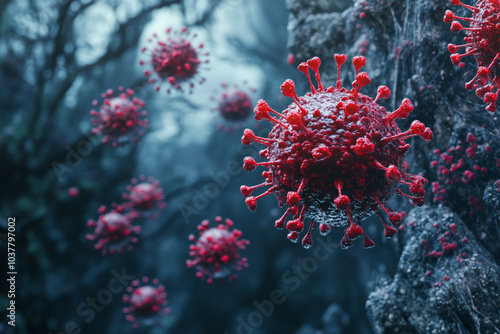 Virus molecule 3D.