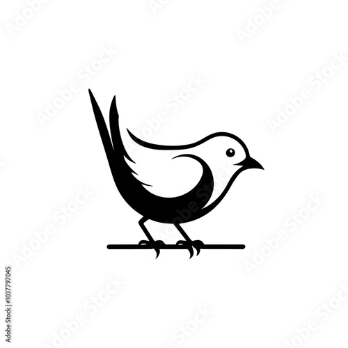 Bird On Branch Thin Line Icon. Dove Icon on Black and White Vector Backgrounds. vector logo bird. bird line vector logo design icon.