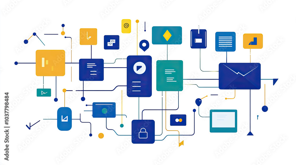 Network connection of various items, concept of interconnected technology Network connection of various items, concept of interconnected technology