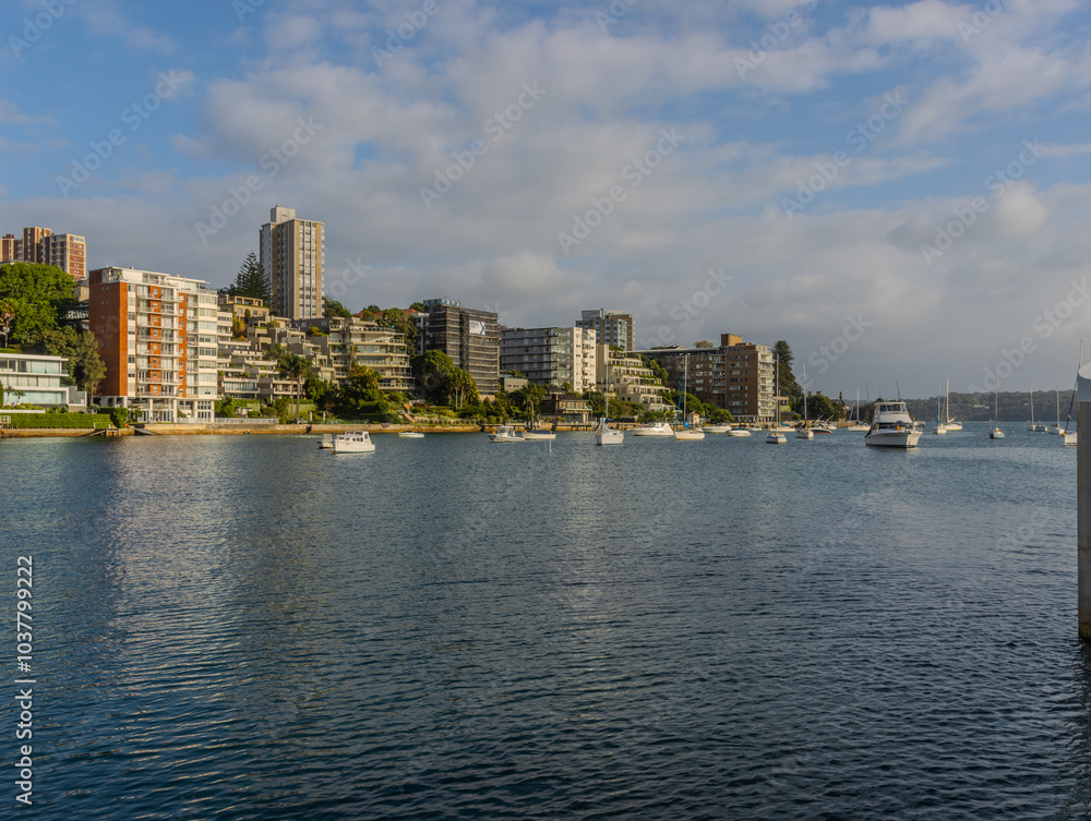 Double Bay and Rose Bay a beautiful affluent and wealthy suburb on Sydney Harbour with small beach and yachts lining the foreshores Sydney NSW Australia Double Bay and Rose Bay a beautiful affluent and wealthy suburb on Sydney Harbour with small beach and yachts lining the foreshores Sydney NSW Australia
