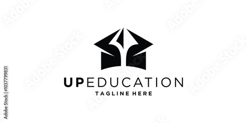 education logo design,graduation hat,up,invest,arrow,growth,collage,study,logo design vector,symbol,icon,idea,creative.