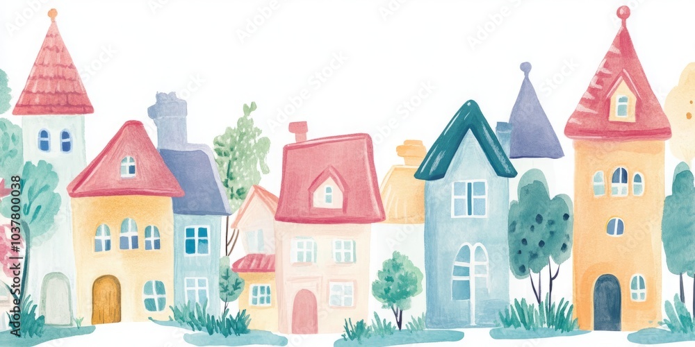 Enchanting Watercolor Fairy Tale Houses: A Whimsical Journey into a Colorful Fantasy Village Enchanting Watercolor Fairy Tale Houses: A Whimsical Journey into a Colorful Fantasy Village