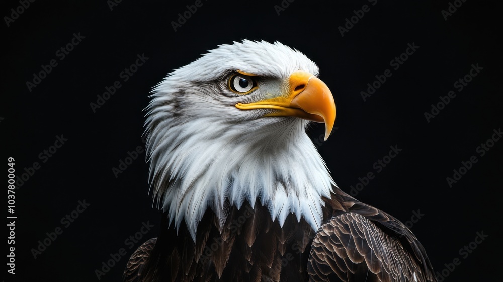 Detailed portrait of a majestic eagle against a dark background. Detailed portrait of a majestic eagle against a dark background.