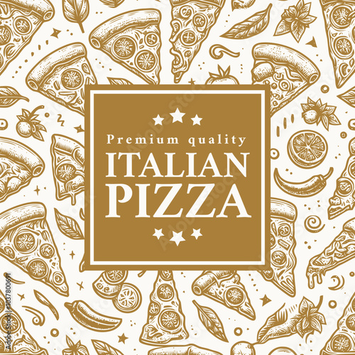 Pizzeria engraved style food banner