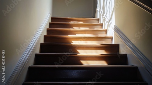 Sunlight on Wooden Stairs