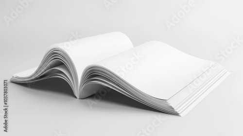 white magazine floating in air, mock up, white background.