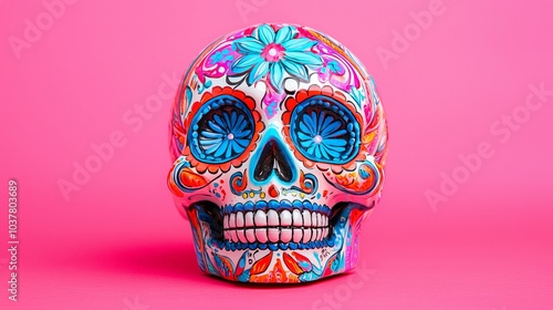 Vibrant sugar skull art celebrating life and tradition with colorful patterns and cultural significance in modern decor