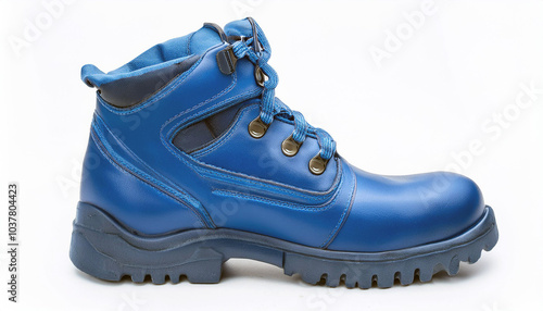 Stylish Blue Leather Boot: Durable, comfortable, and perfect for any adventure! Its vibrant color adds a pop to your outfit. A must-have for the modern explorer! 