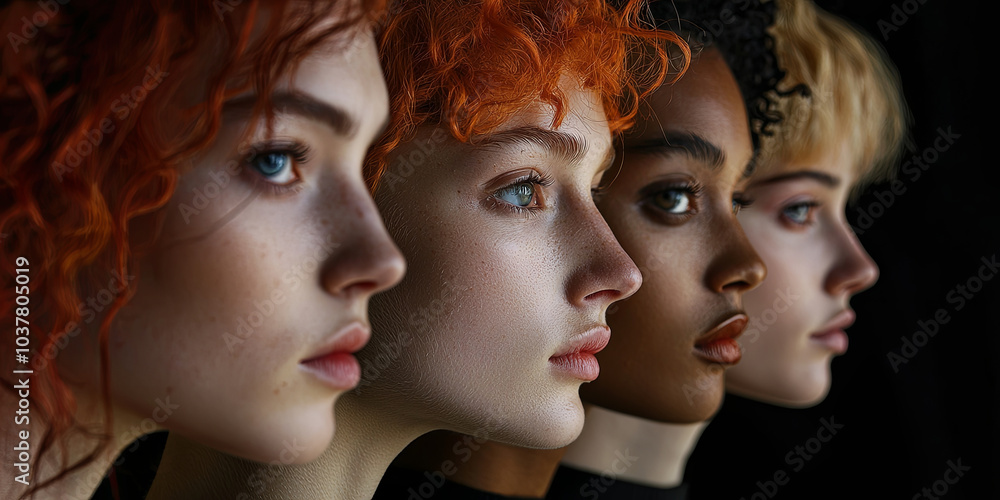 A group of models with different hair colors and styles, generative AI A group of models with different hair colors and styles, generative AI