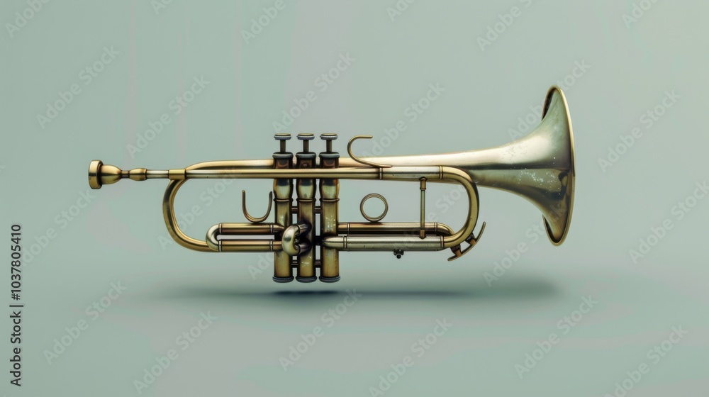 Obraz premium Vintage Brass Bugle on Clean Background
