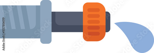 Water leaking from the connection point of a garden hose, isolated vector illustration