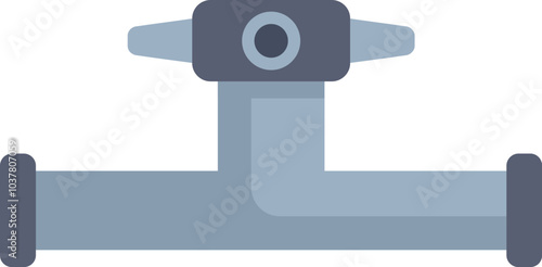 Water pipe with valve connecting two pipes flat icon design, plumbing and bathroom fixture concept