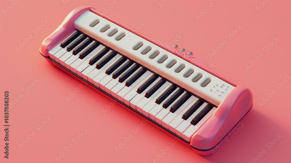 Pink Melodica on Clean Background Pink Melodica on Clean Background