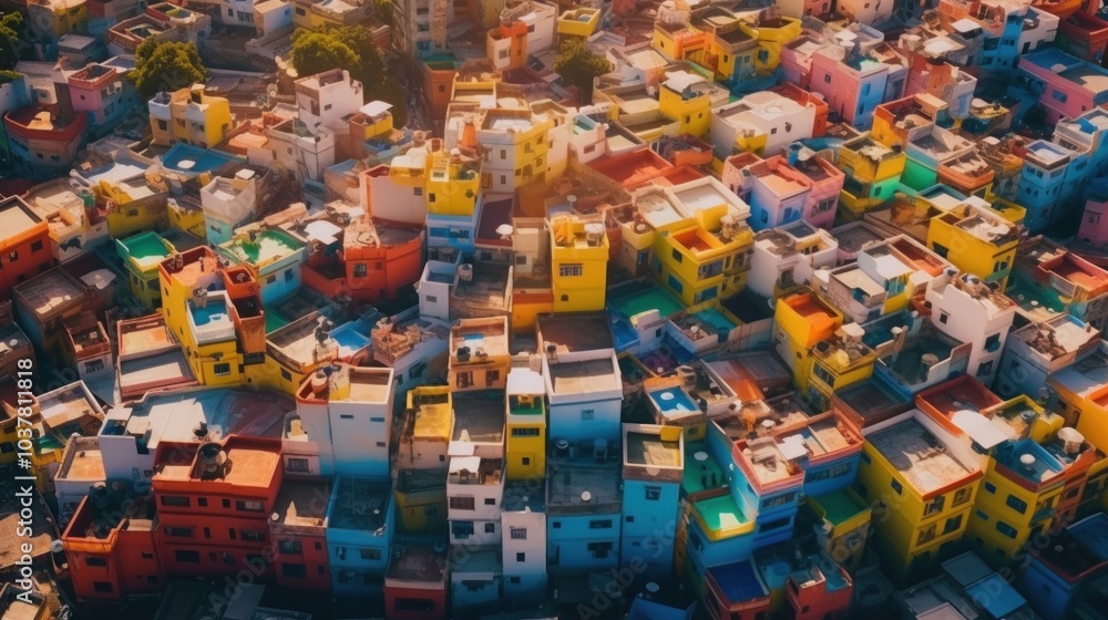 Naklejka premium Aerial View of Colorful Cityscape