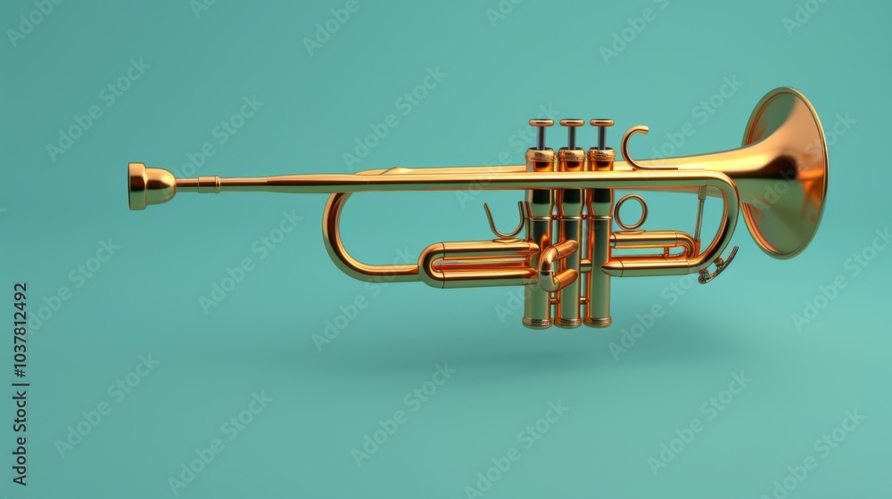 Golden Trumpet on Clean Background Golden Trumpet on Clean Background