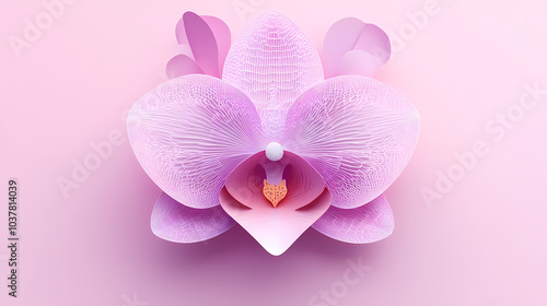 Vanda Orchid logo 3d vector papercut