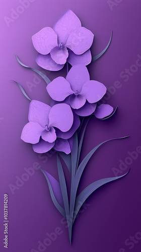 Vanda Orchid logo 3d vector papercut