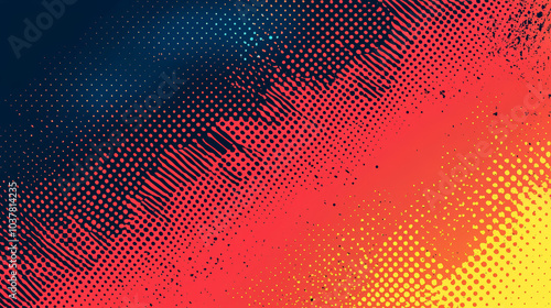 Wallpaper Mural Vibrant halftone pattern with gradient transition from dark blue to bright orange, creating dynamic and energetic background. Perfect for retro themed designs Torontodigital.ca