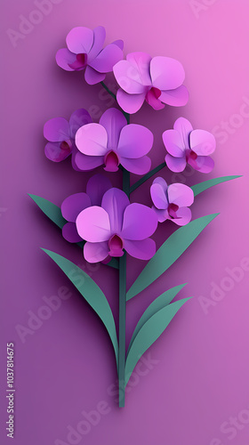 Vanda Orchid logo 3d vector papercut