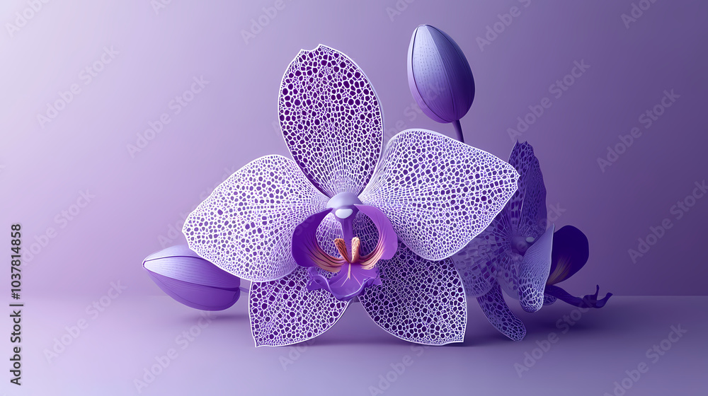 Fototapeta premium Vanda Orchid logo 3d vector papercut