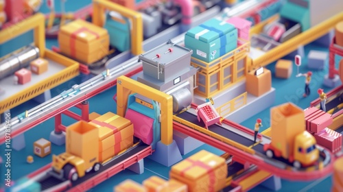 Wallpaper Mural Automated Warehouse with Conveyor Belts Torontodigital.ca