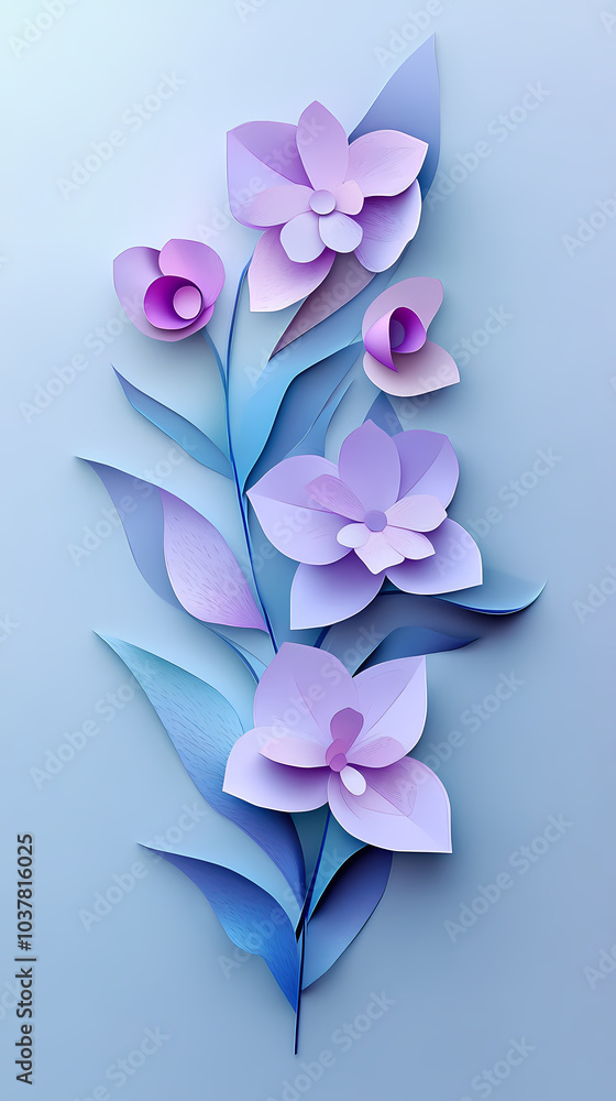 Fototapeta premium Vanda Orchid logo 3d vector papercut