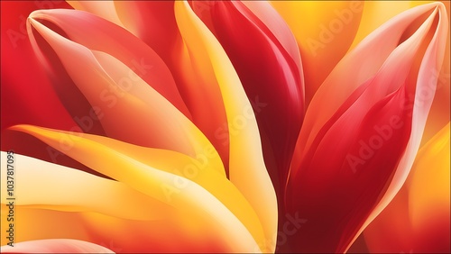 Wallpaper Mural Tulip (Love Confession, Honor)_An abstract background of tulip petals in vibrant reds and yellows, their smooth and glossy curves radiating warmth. Torontodigital.ca