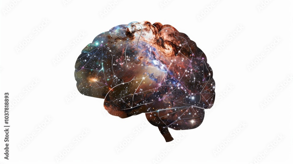 a brain depicted as a constellation of stars and galaxies, suggesting the boundless potential of human intelligence a brain depicted as a constellation of stars and galaxies, suggesting the boundless potential of human intelligence