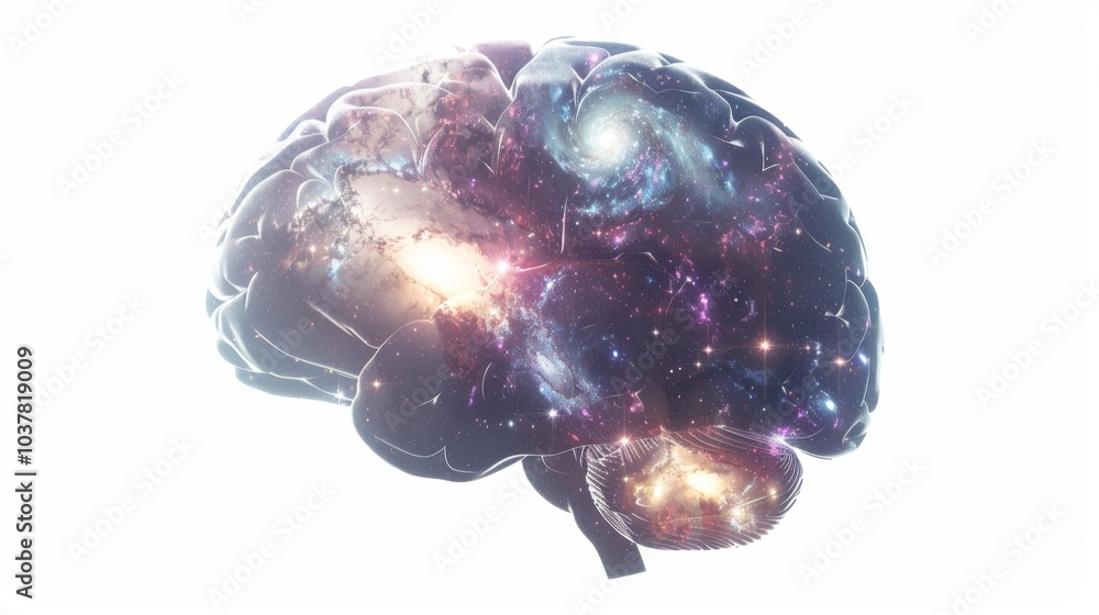 a brain depicted as a cosmic architect, with galaxies and stars forming intricate structures within its neural network a brain depicted as a cosmic architect, with galaxies and stars forming intricate structures within its neural network