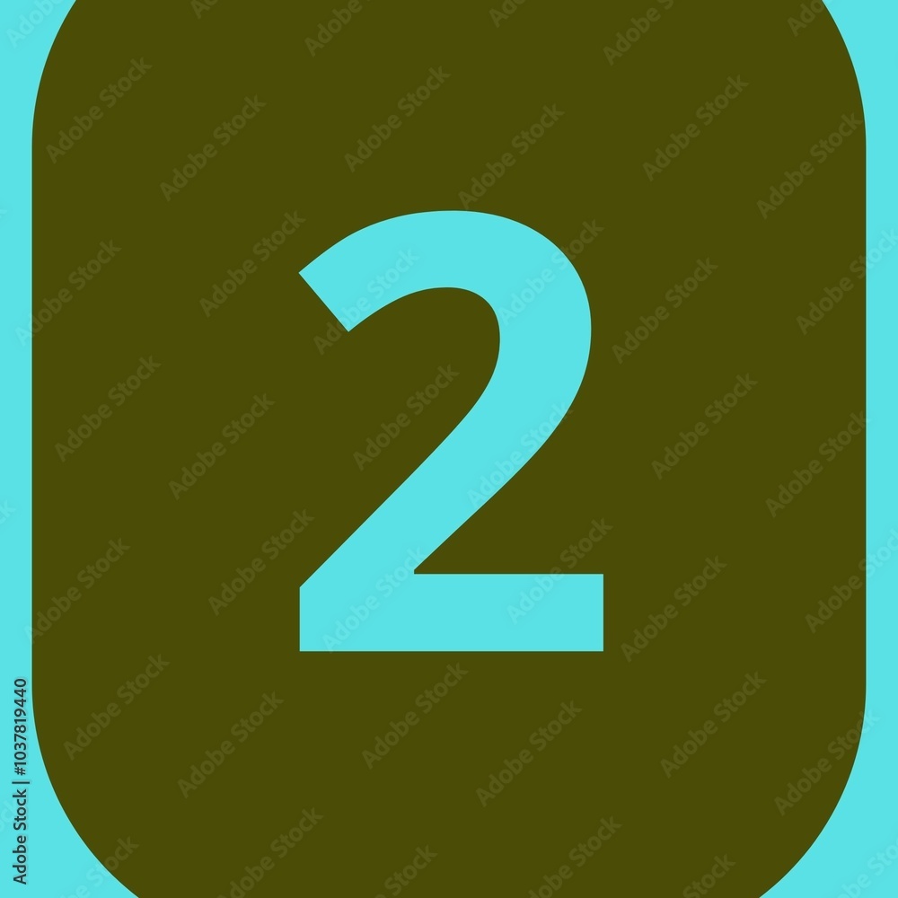 Blue number 2 button on black background