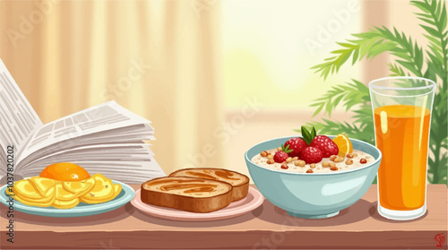 Nourishing Breakfast: Healthy Morning Routine, a healthy breakfast scene with a variety of nutritious foods.