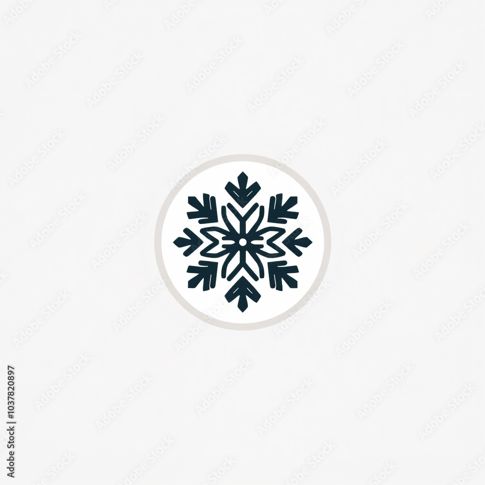 A decorative snowflake design centered in a simple circular border on a light background, perfect for winter-themed art projects A decorative snowflake design centered in a simple circular border on a light background, perfect for winter-themed art projects