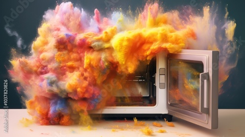 Wallpaper Mural Colorful Explosion From a Microwave Torontodigital.ca