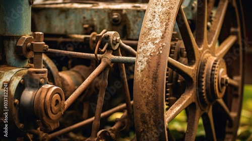 Rusty Wheel of an Old Engine photo