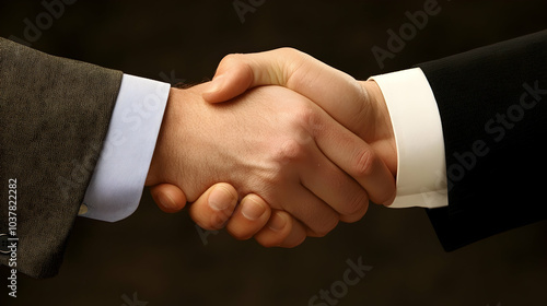 Firm Handshake Marking a Successful Deal, Showcasing Trust and Collaboration in the Corporate World -