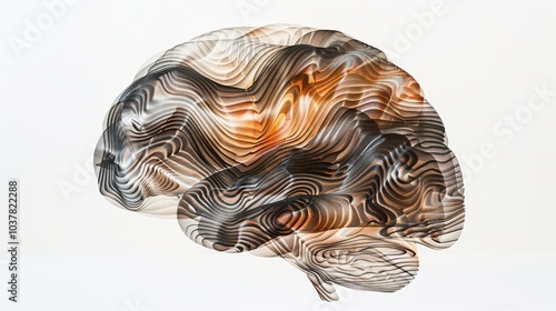 a brain depicted as a cosmic symphony, with waves of thought and emotion resonating throughout the universe photo